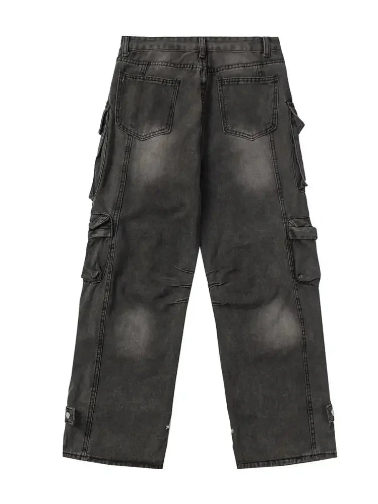 Men's Distressed Washed Cargo Jeans with Multi - Pockets - Update AvenueTrendsi100400934446125100400934446125Men's Distressed Washed Cargo Jeans with Multi - PocketsBlack