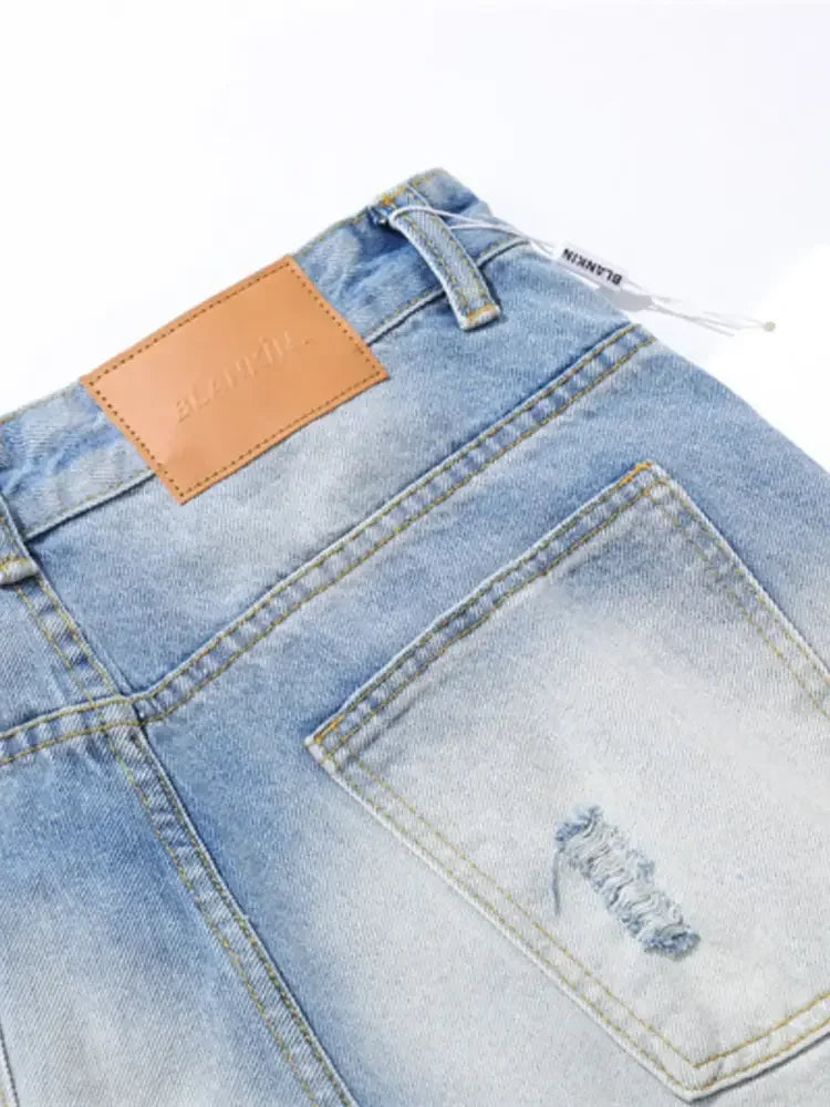 Men's Distressed Wide Leg Capris Jeans