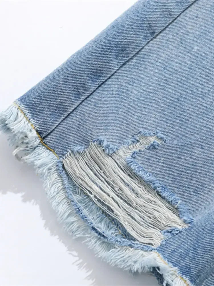 Men's Distressed Wide Leg Capris Jeans