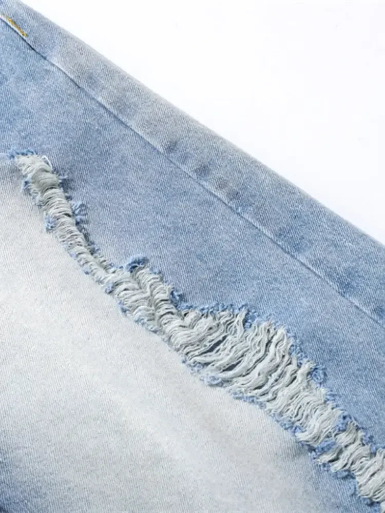 Men's Distressed Wide Leg Capris Jeans