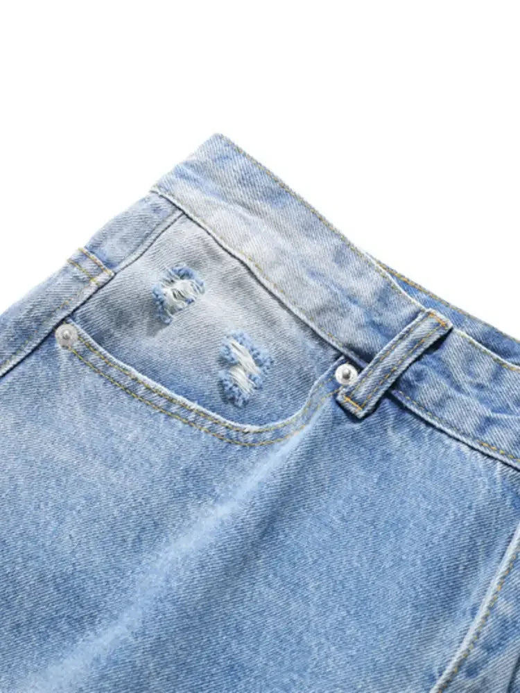 Men's Distressed Wide Leg Capris Jeans