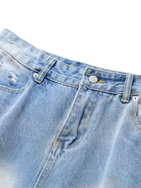 Men's Distressed Wide Leg Capris Jeans