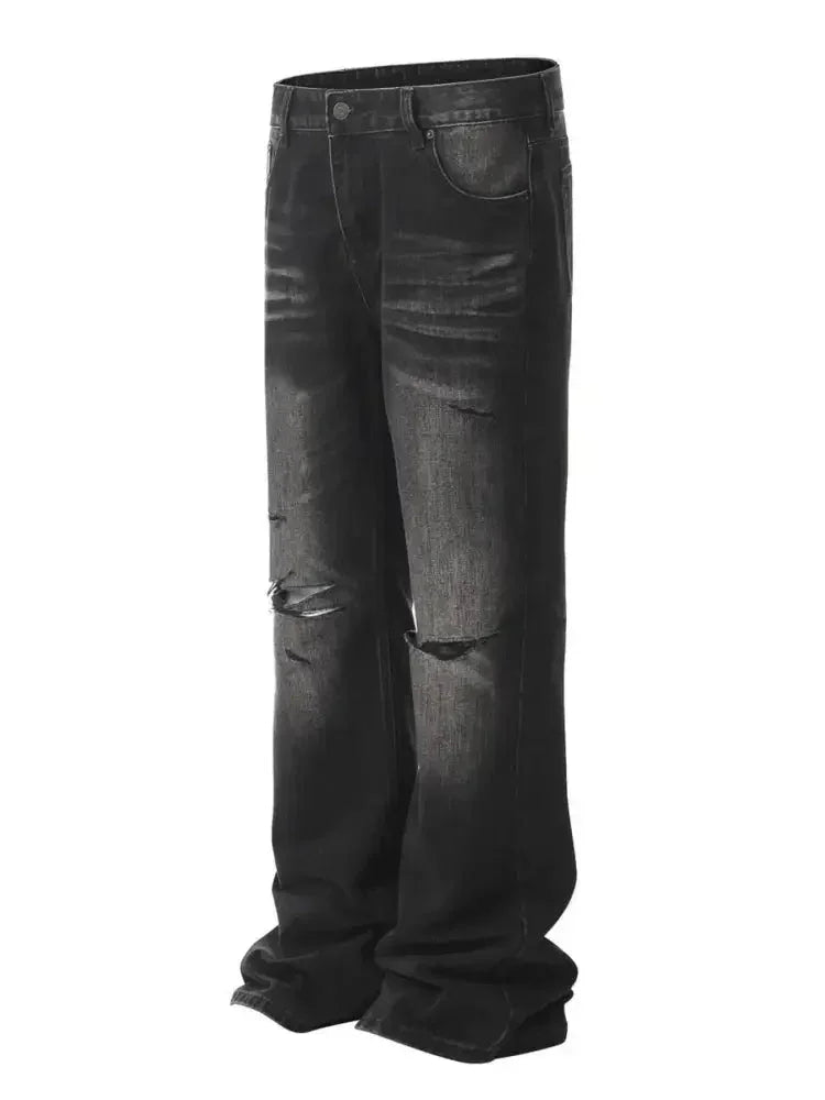 Men's Distressed Wide Leg Denim Jeans - Update AvenueTrendsi100400234801536100400234801536Men's Distressed Wide Leg Denim JeansBlack