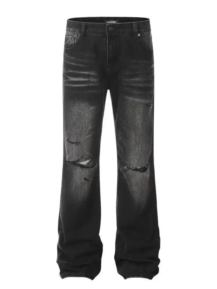 Men's Distressed Wide Leg Denim Jeans - Update AvenueTrendsi100400234801536100400234801536Men's Distressed Wide Leg Denim JeansBlack