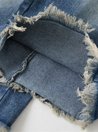 Men's Distressed Wide Leg Denim Shorts