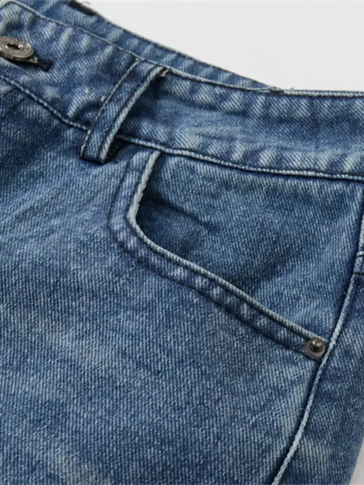 Men's Distressed Wide Leg Denim Shorts