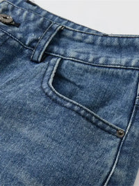 Men's Distressed Wide Leg Denim Shorts