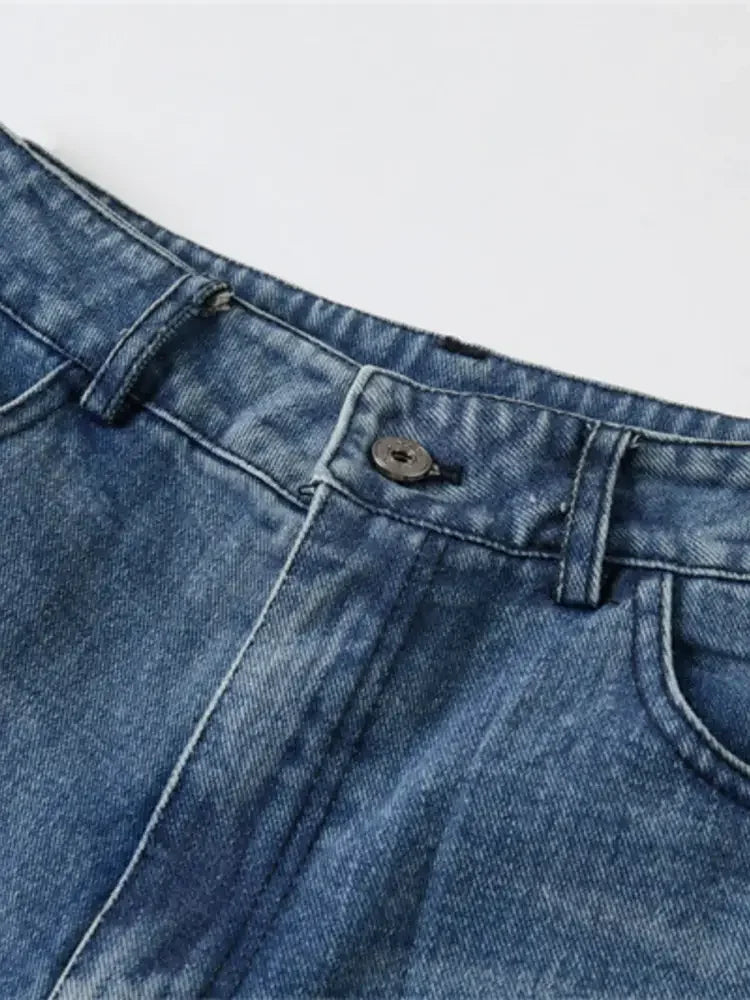Men's Distressed Wide Leg Denim Shorts