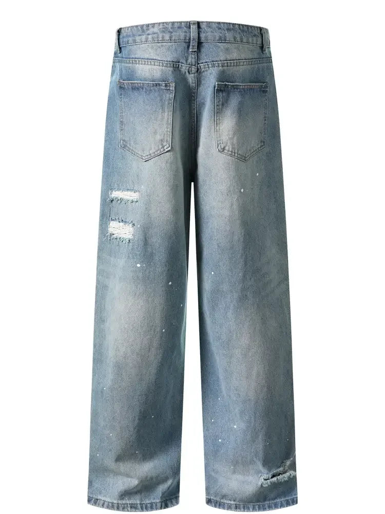 Men's Distressed Wide Leg Jeans