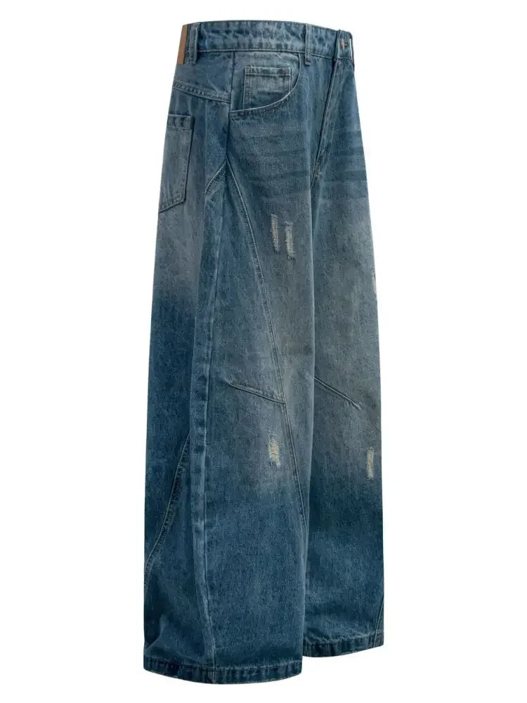 Men's Distressed Wide Leg Jeans