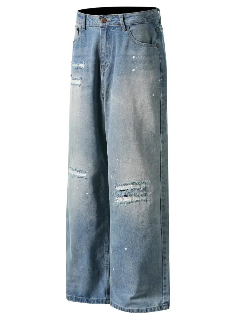 Men's Distressed Wide Leg Jeans