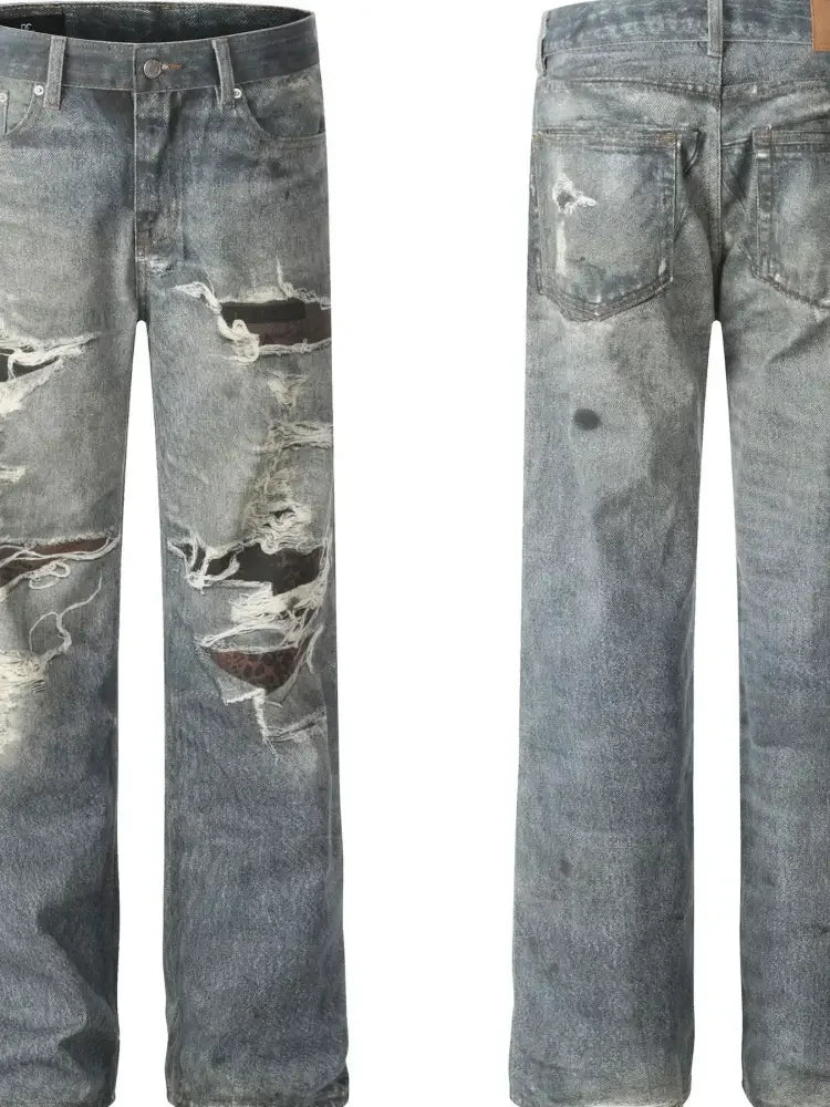 Men's Distressed Wide Leg Jeans