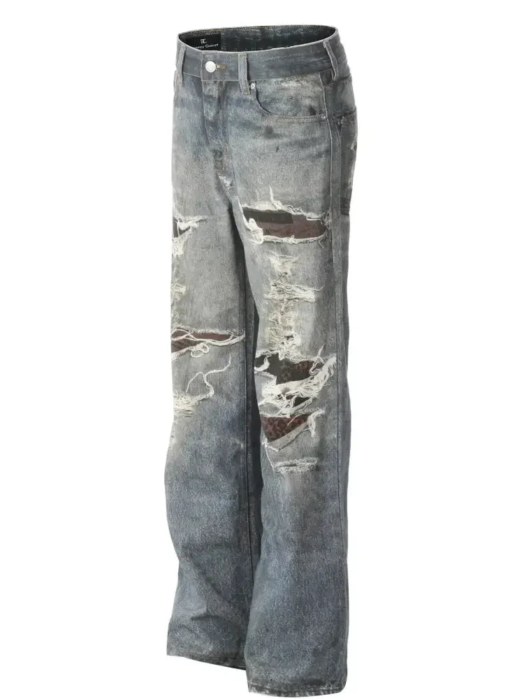 Men's Distressed Wide Leg Jeans