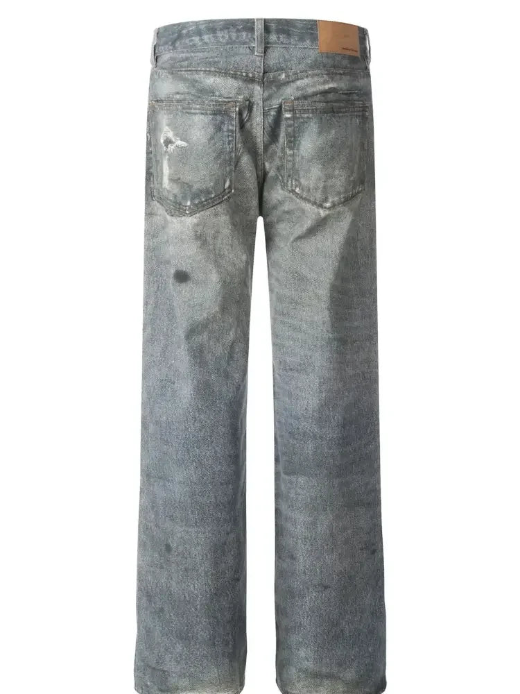 Men's Distressed Wide Leg Jeans