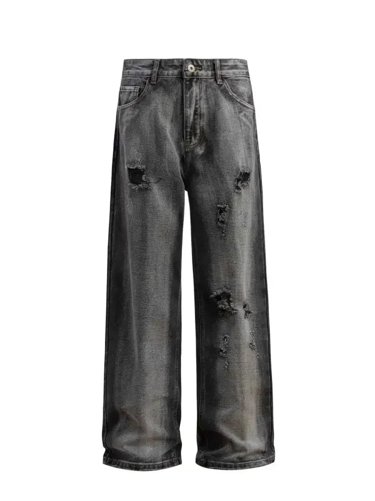 Men's Distressed Wide-Leg Jeans