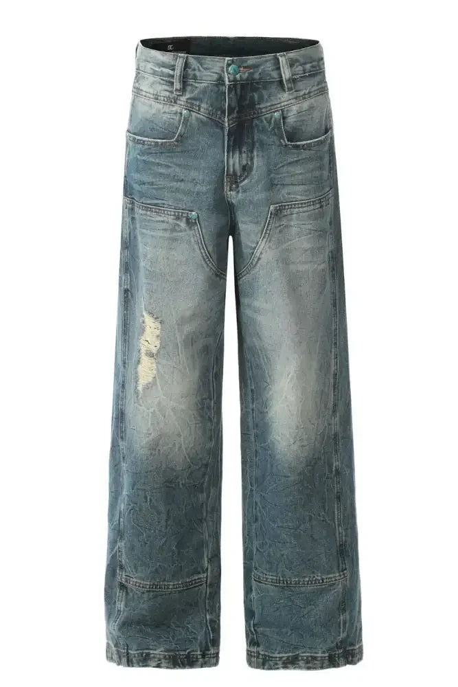 Men's Distressed Wide Leg Jeans