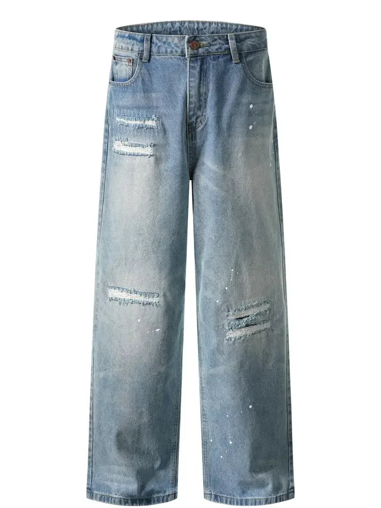 Men's Distressed Wide Leg Jeans
