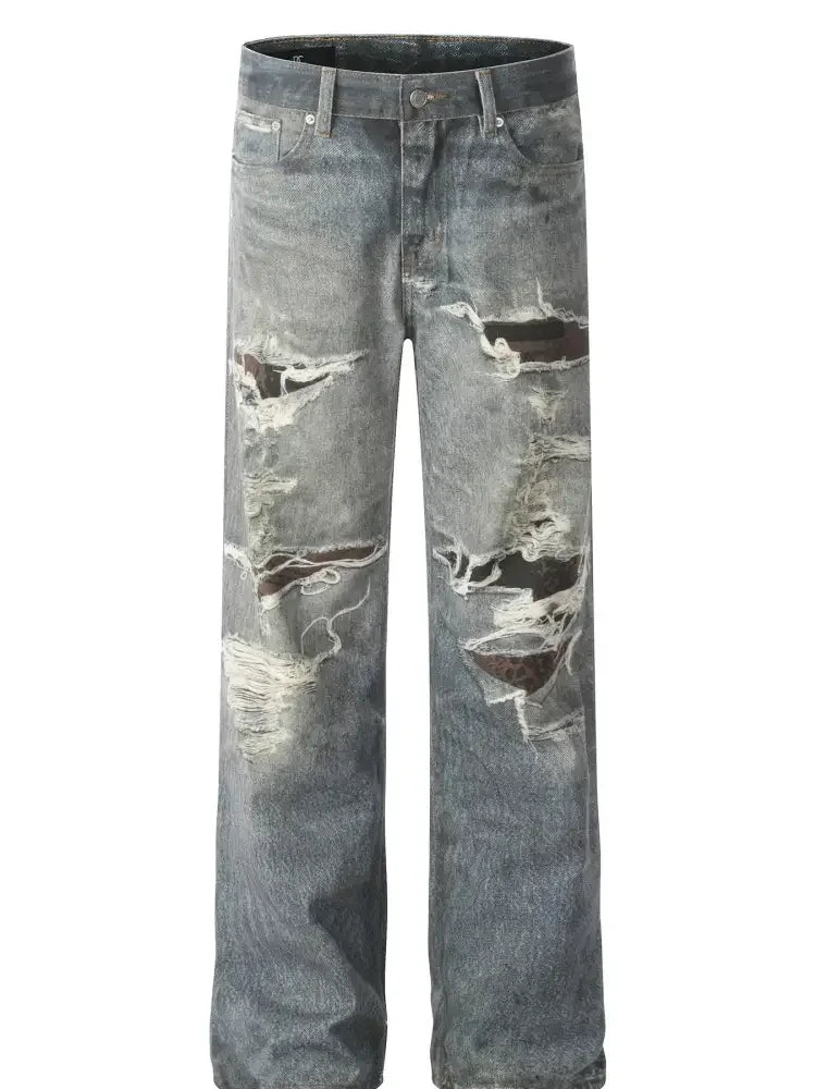 Men's Distressed Wide Leg Jeans