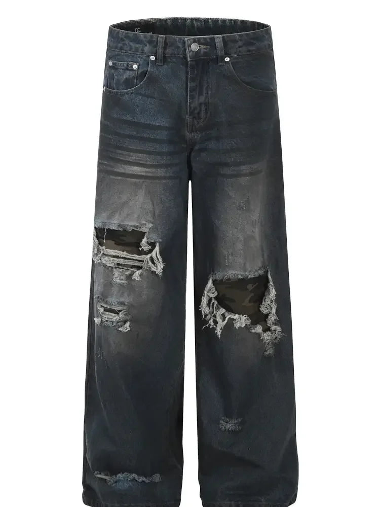 Men's Distressed Wide Leg Jeans