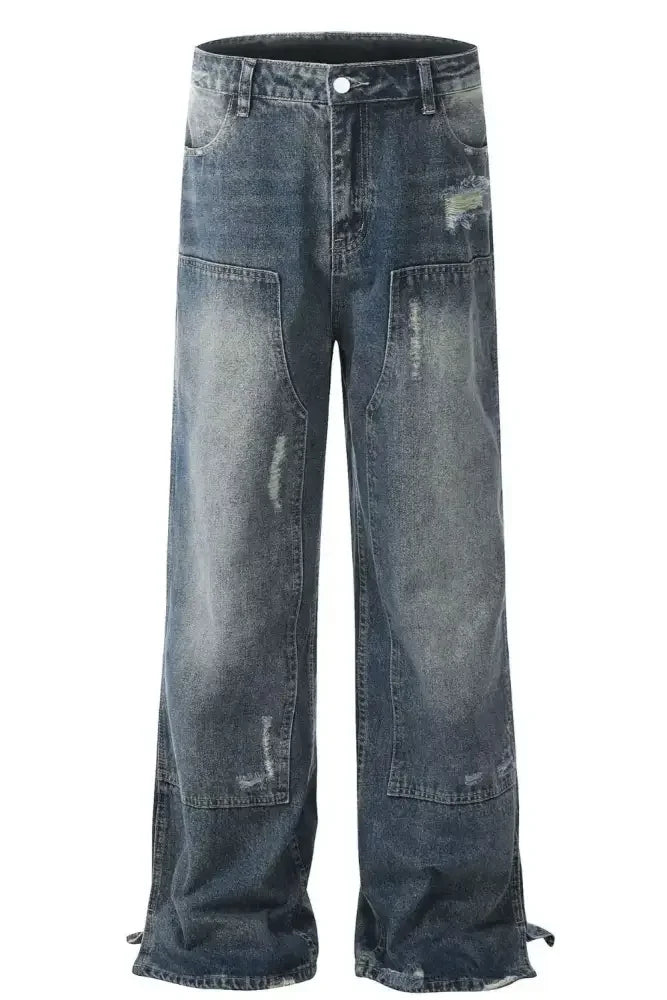Men's Distressed Wide Leg Jeans