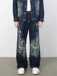 Men's Distressed Wide Leg Jeans