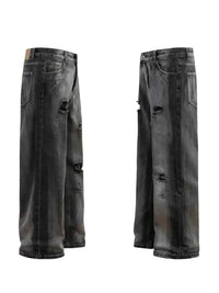 Men's Distressed Wide-Leg Jeans