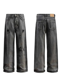 Men's Distressed Wide-Leg Jeans