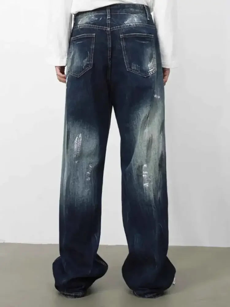 Men's Distressed Wide Leg Jeans