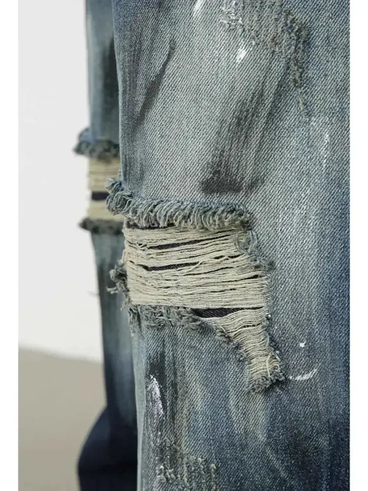 Men's Distressed Wide Leg Jeans