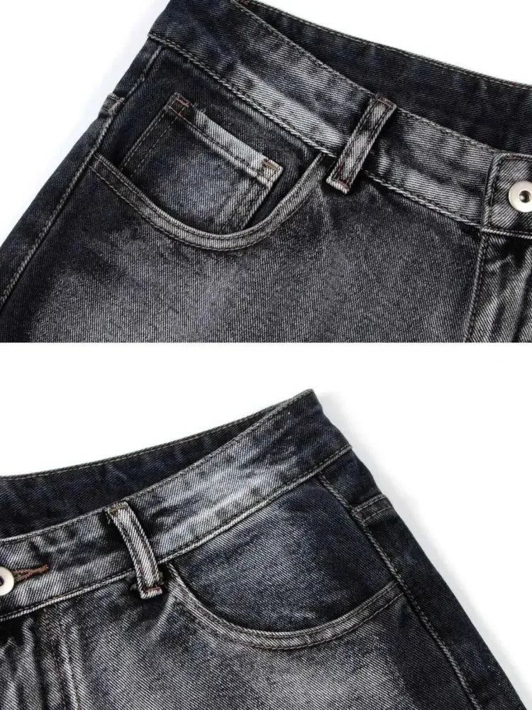 Men's Distressed Wide-Leg Jeans