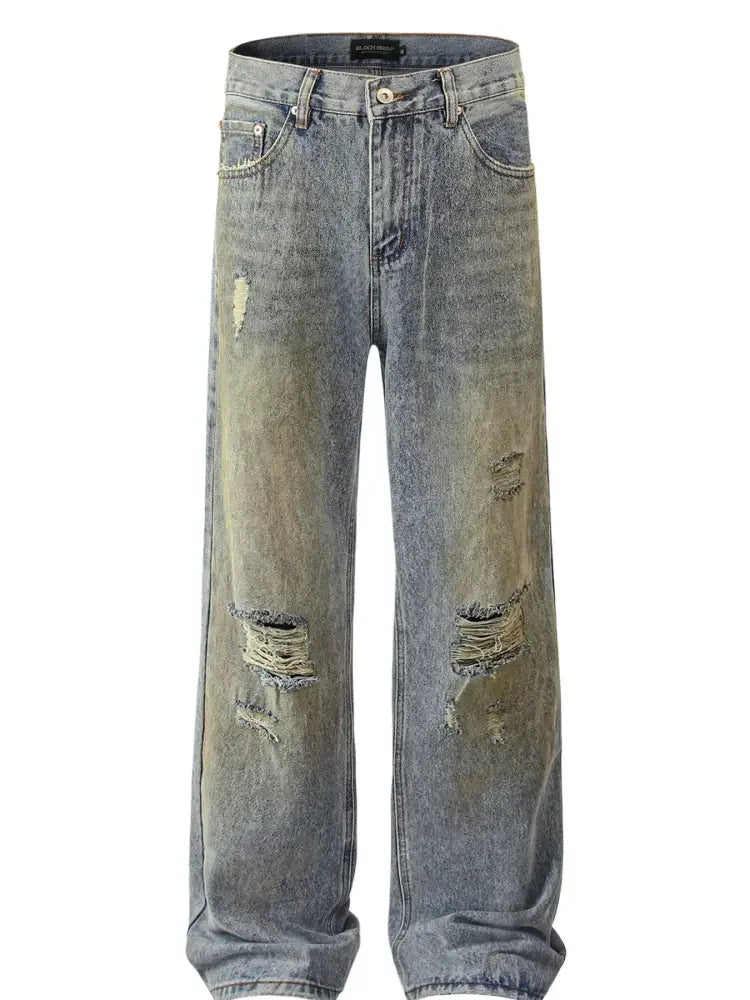 Men's Distressed Wide Leg Jeans
