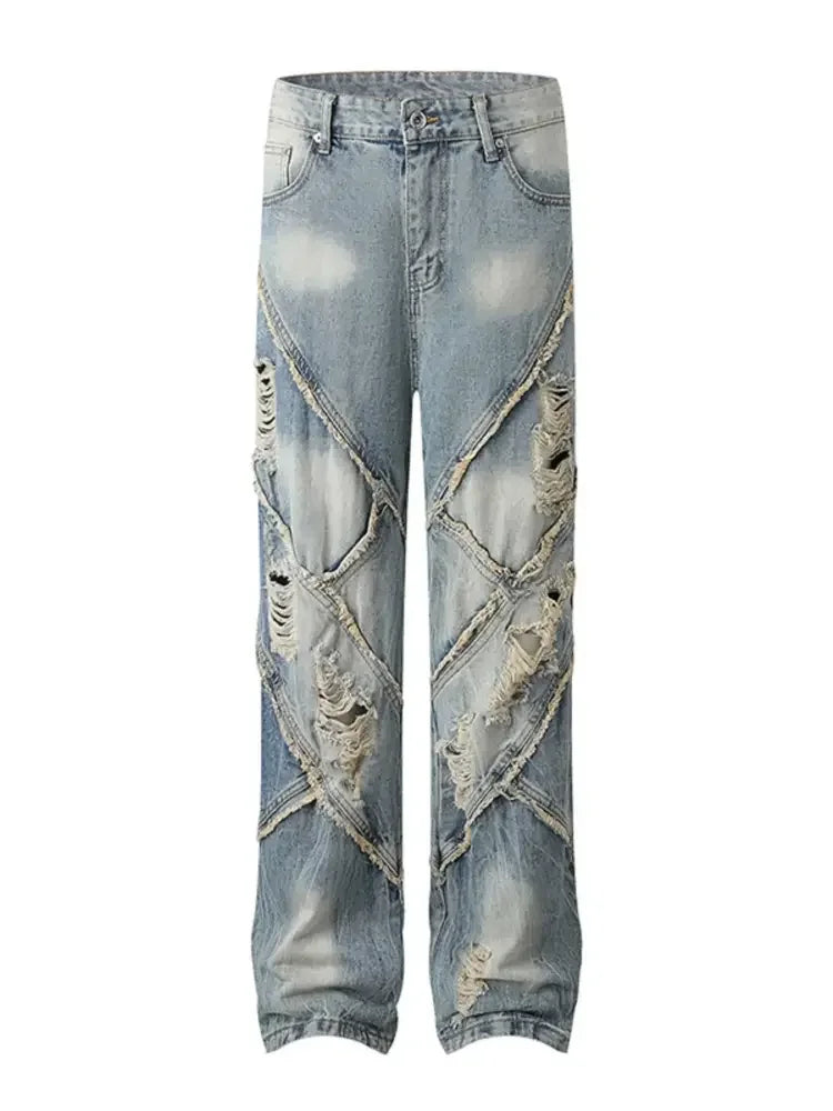Men's Distressed Wide Leg Jeans