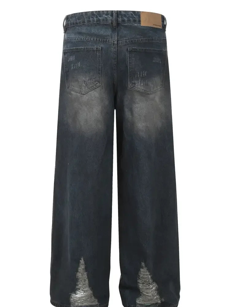Men's Distressed Wide Leg Jeans