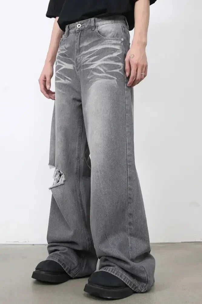 Men's Distressed Wide Leg Jeans - Update AvenueTrendsi100400180992896100400180992896Men's Distressed Wide Leg JeansDark Gray