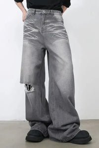 Men's Distressed Wide Leg Jeans - Update AvenueTrendsi100400180992896100400180992896Men's Distressed Wide Leg JeansDark Gray