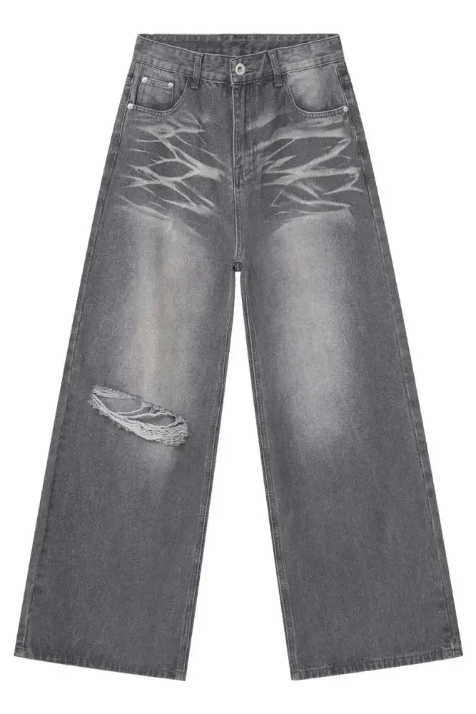 Men's Distressed Wide Leg Jeans - Update AvenueTrendsi100400180992896100400180992896Men's Distressed Wide Leg JeansDark Gray