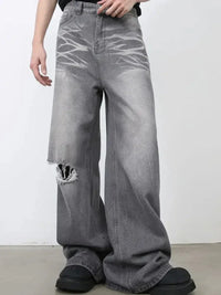 Men's Distressed Wide Leg Jeans - Update AvenueTrendsi100400180992896100400180992896Men's Distressed Wide Leg JeansDark Gray