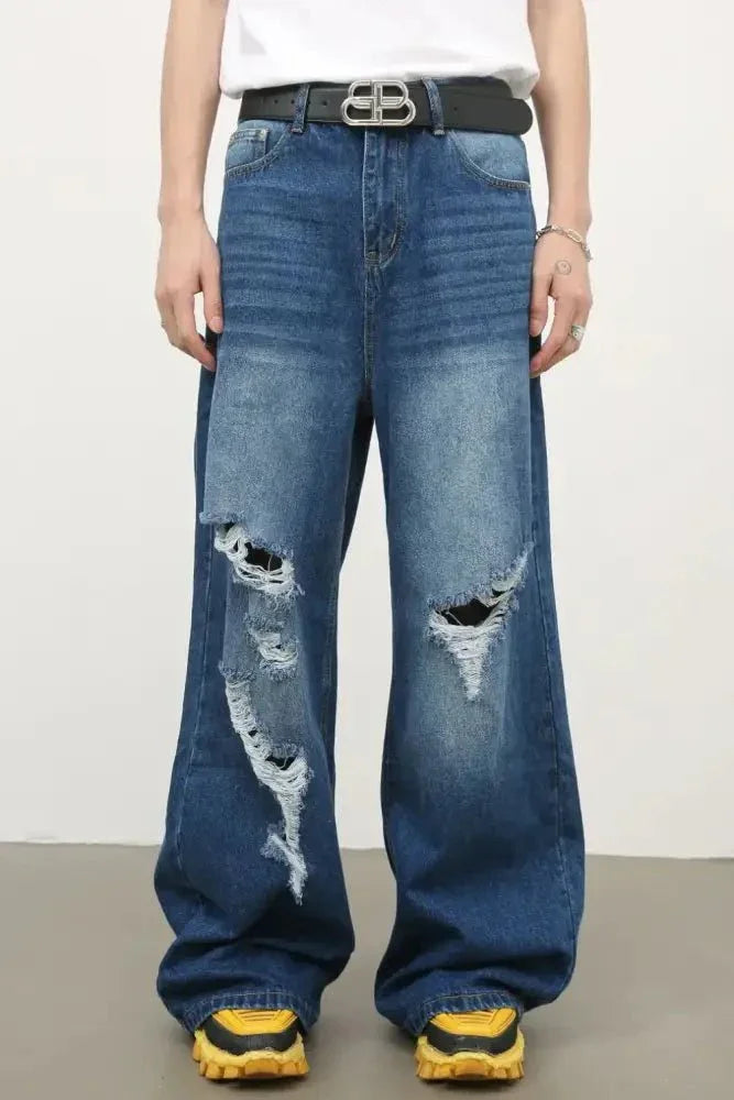 Men's Distressed Wide Leg Jeans - Update AvenueTrendsi100400212124259100400212124259Men's Distressed Wide Leg JeansMedium