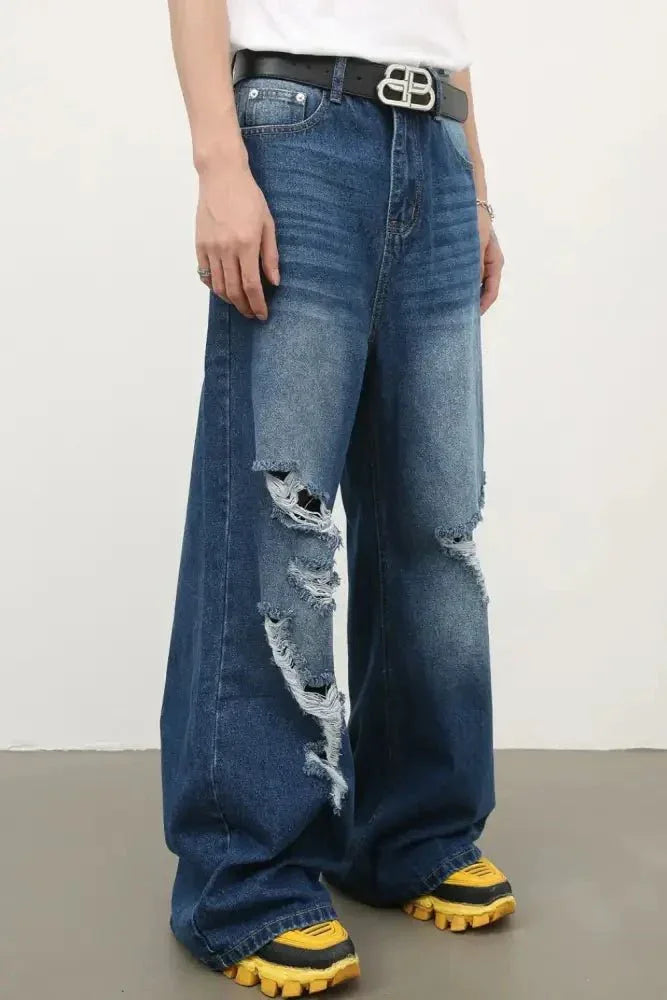 Men's Distressed Wide Leg Jeans - Update AvenueTrendsi100400212124259100400212124259Men's Distressed Wide Leg JeansMedium