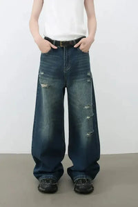 Men's Distressed Wide Leg Jeans - Update AvenueTrendsi100400245456430100400245456430Men's Distressed Wide Leg JeansDark