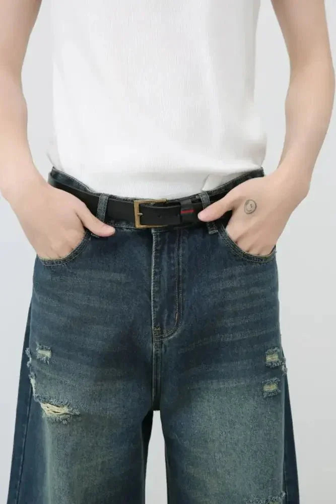 Men's Distressed Wide Leg Jeans - Update AvenueTrendsi100400245456430100400245456430Men's Distressed Wide Leg JeansDark