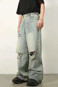 Men's Distressed Wide Leg Jeans - Update AvenueTrendsi100400682931635100400682931635Men's Distressed Wide Leg JeansLight