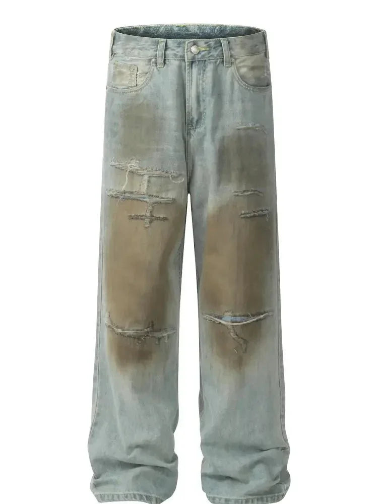 Men's Distressed Wide Leg Relaxed Fit Jeans - Update AvenueTrendsi100400503758468100400503758468Men's Distressed Wide Leg Relaxed Fit JeansBlue