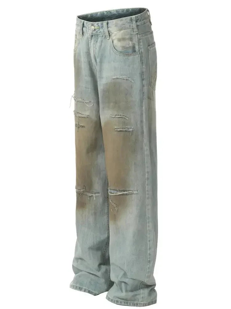 Men's Distressed Wide Leg Relaxed Fit Jeans - Update AvenueTrendsi100400503758468100400503758468Men's Distressed Wide Leg Relaxed Fit JeansBlue