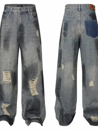 Men's Distressed Wide Leg Vintage Wash Jeans - Update AvenueTrendsi100400726013014100400726013014Men's Distressed Wide Leg Vintage Wash JeansDark Blue