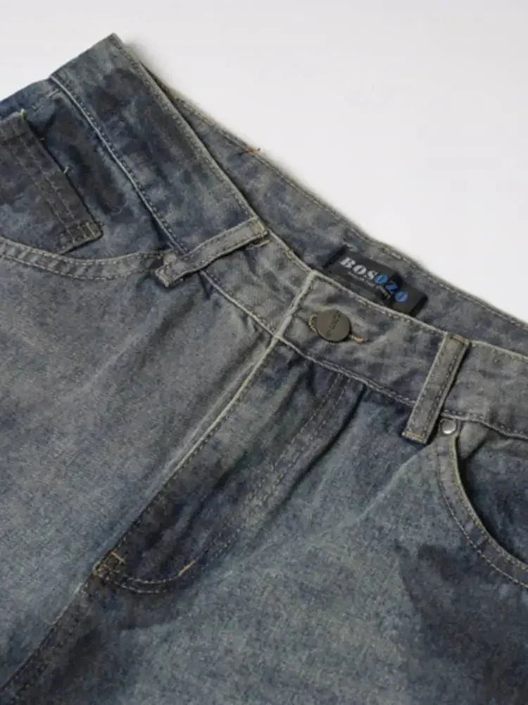 Men's Distressed Wide Leg Vintage Wash Jeans - Update AvenueTrendsi100400726013014100400726013014Men's Distressed Wide Leg Vintage Wash JeansDark Blue