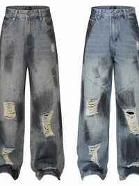 Men's Distressed Wide Leg Vintage Wash Jeans - Update AvenueTrendsi100400726013014100400726013014Men's Distressed Wide Leg Vintage Wash JeansDark Blue