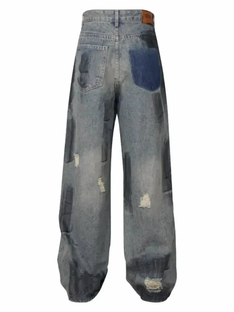 Men's Distressed Wide Leg Vintage Wash Jeans - Update AvenueTrendsi100400726013014100400726013014Men's Distressed Wide Leg Vintage Wash JeansDark Blue