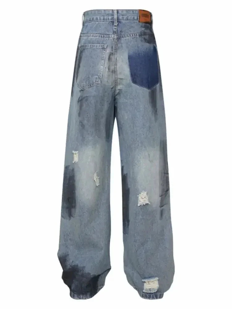 Men's Distressed Wide Leg Vintage Wash Jeans - Update AvenueTrendsi100400726017746100400726017746Men's Distressed Wide Leg Vintage Wash JeansLight Blue