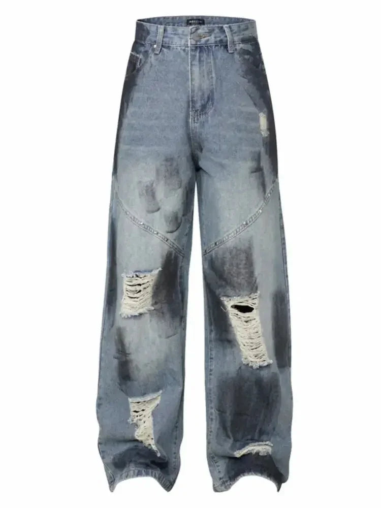 Men's Distressed Wide Leg Vintage Wash Jeans - Update AvenueTrendsi100400726017746100400726017746Men's Distressed Wide Leg Vintage Wash JeansLight Blue